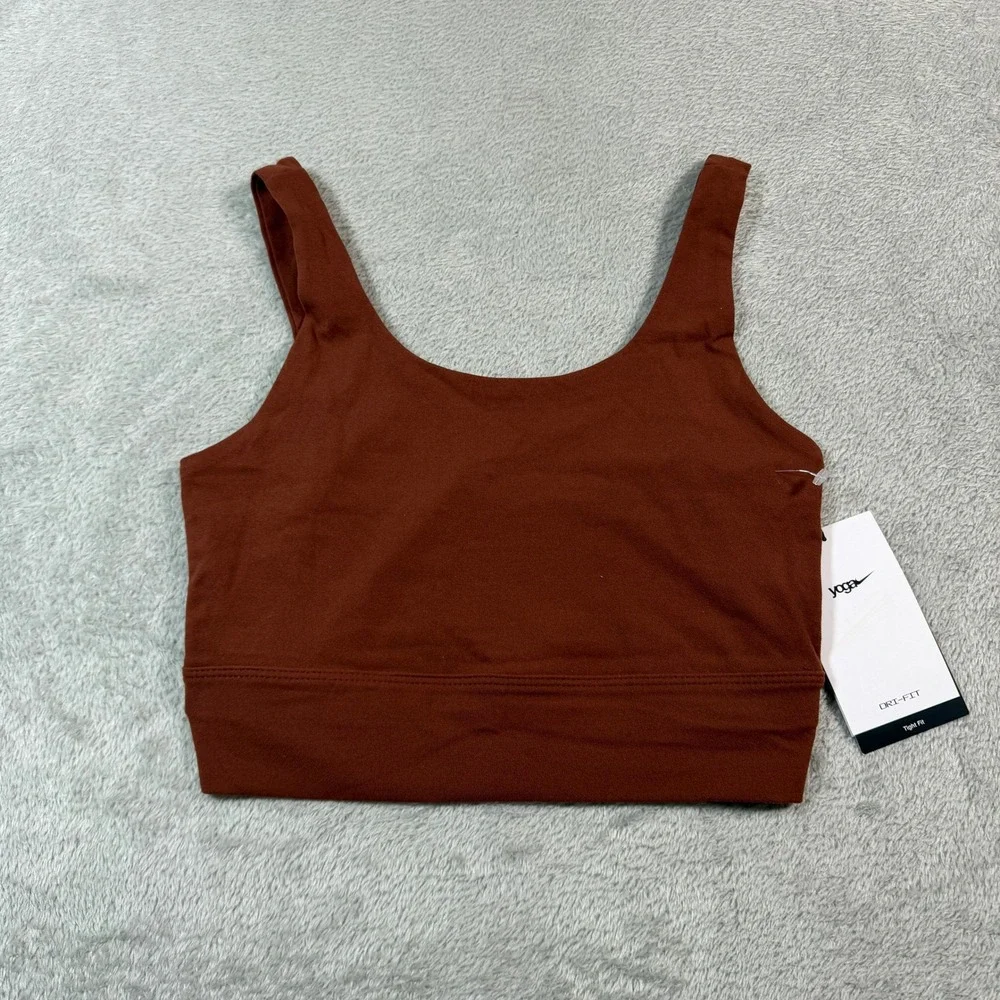 Nike Yoga LUXE Infinalon Crop Tank Top Womens Maroon XS Tight Fit CV0576-217 NWT